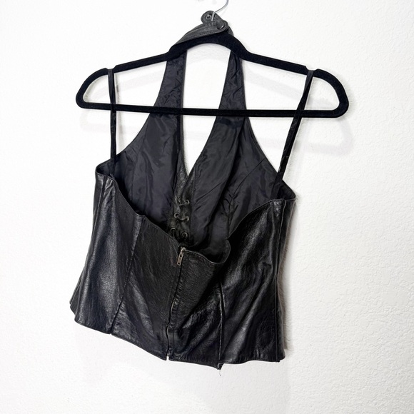 Wilsons Leather Halter Crop Lace Up Top Vintage - Picture 5 of 9
